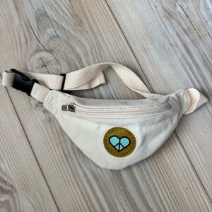 Cream Canvas Fanny Pack with Heart Patch